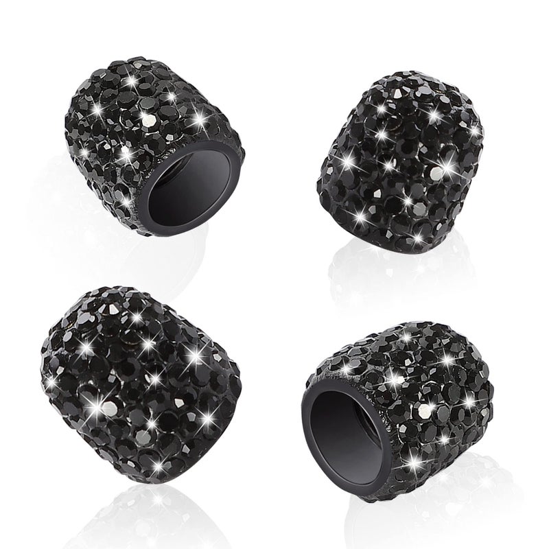 WINKA 4Pcs Bling Car Tire Valve Stem Caps Diamond Bling Dustproof Car Wheel Tire Valve Caps Crystal Decor Universal Shiny Wheel Stem Valve Exterior Accessories for Cars,SUV,Bikes Motorcycles (Black) - Image 5